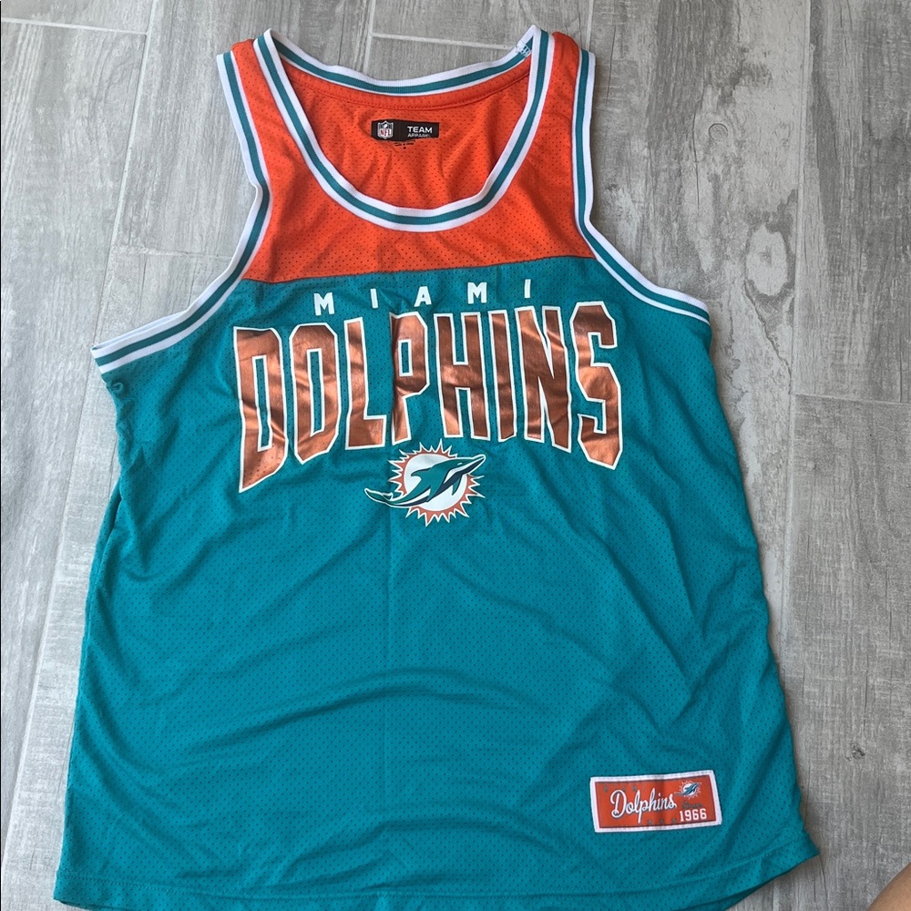 Miami Dolphins Patch Mesh Jersey in Teal & Orange